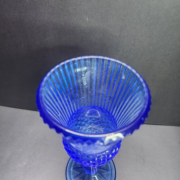 Vintage Avon Fostoria 1976 Martha Washington Cobalt Blue Glass Goblet 8'' Tall - Picture 5 of 9